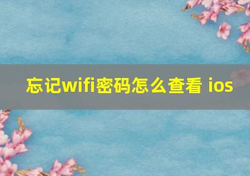 忘记wifi密码怎么查看 ios